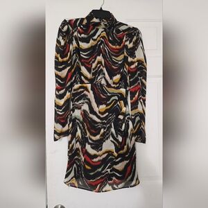 Ba&sh Black and Red Puff Sleeve Sheath Dress